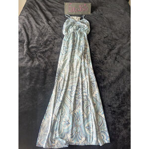 EUC White House Black Market Blue White Maxi 00